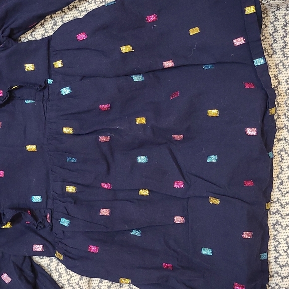 Gap Navy Dress with Shimmer Rectangle Embroidery with Ruffle Neck Size 18-24M - Picture 2 of 5
